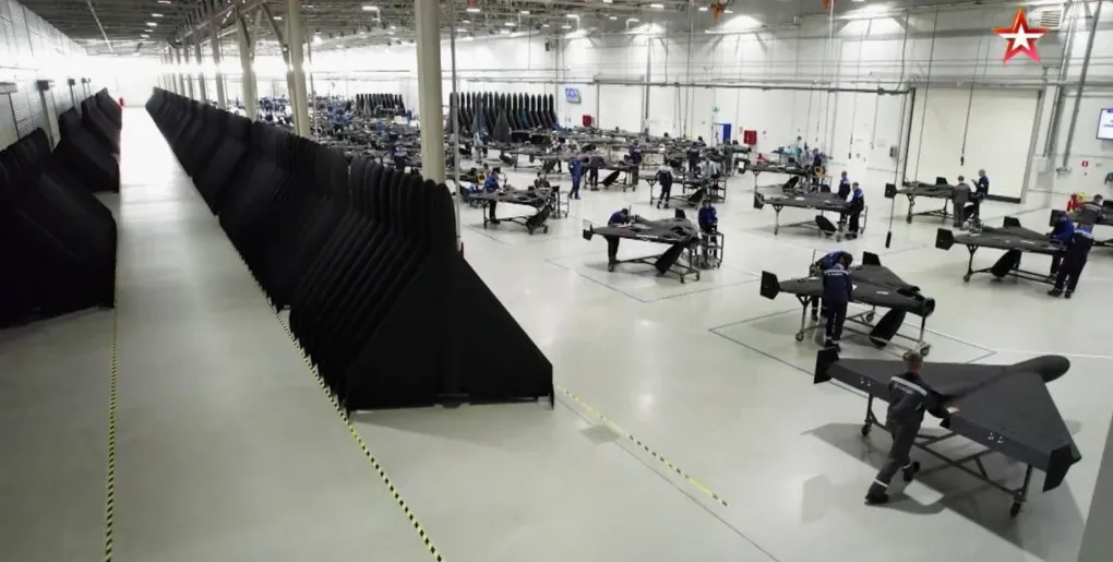 Shahed drones on assembly line at Russia’s Alabuga plant in Tatarstan. Source: Zvezda TV