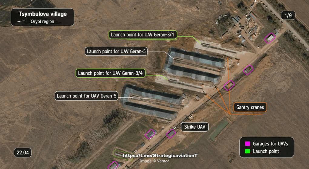 Tsymbulova launch point of Russian jet-powered Geran drones, April 22, 2026. (Source: StrategicaviationT/Telegram)