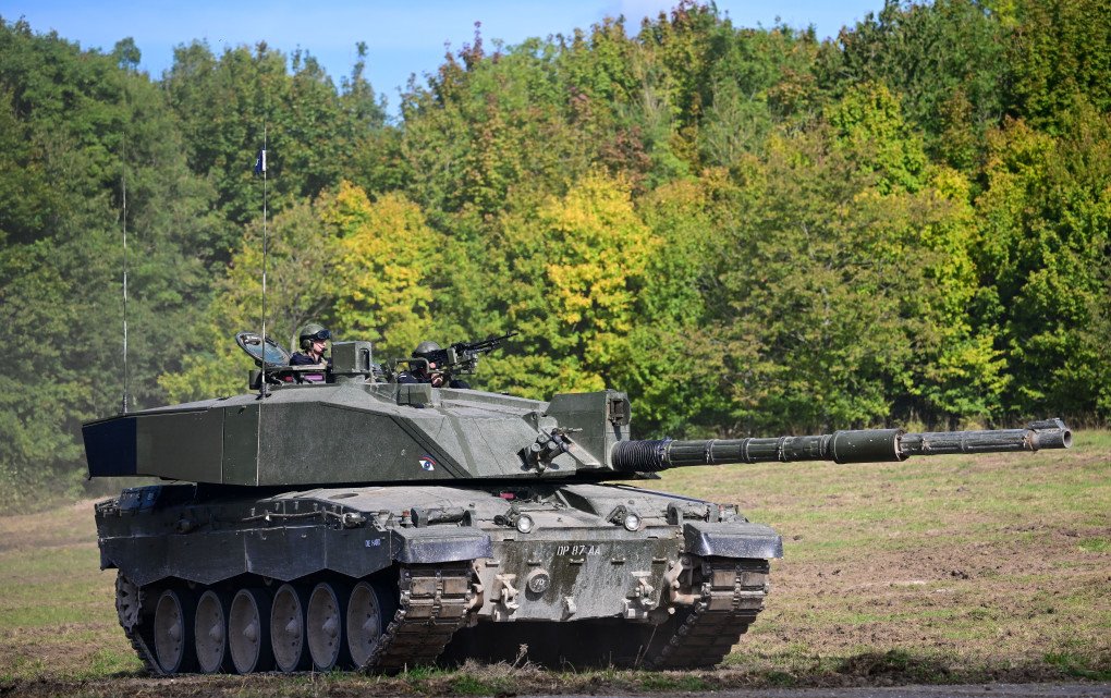 Challenger 2 main battle tank is displayed for the families watching The Royal Tank Regiment Regimental Parade, on September 24, 2022, in Bulford, England. (Source: Getty Images) Challenger 2 main battle tank is displayed for the families watching The Royal Tank Regiment Regimental Parade, on September 24, 2022, in Bulford, England. (Source: Getty Images)
