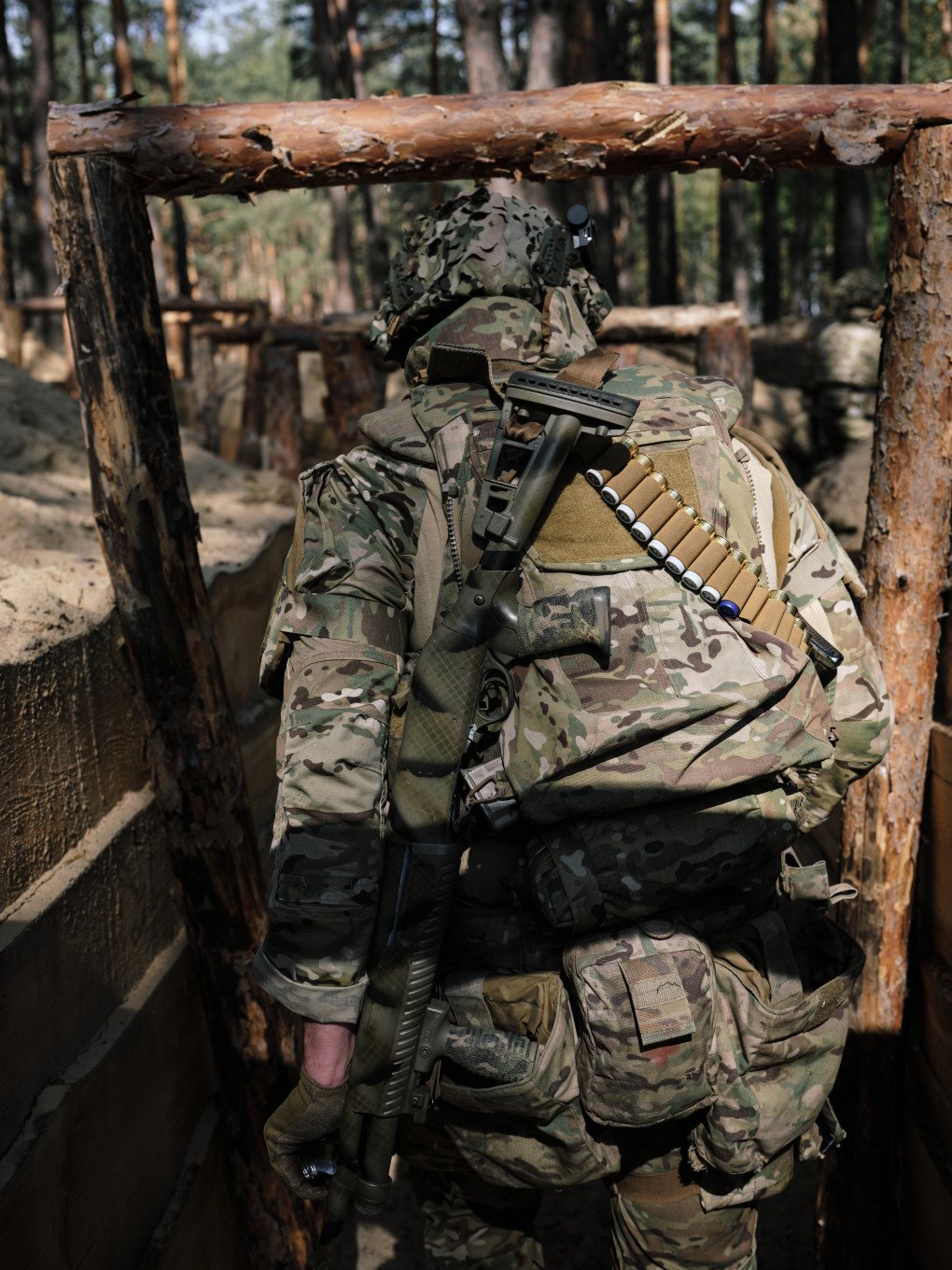 US veteran call sign Chris uses his shotgun as a frontline defense against enemy drones. US veteran call sign Chris uses his shotgun as a frontline defense against enemy drones.