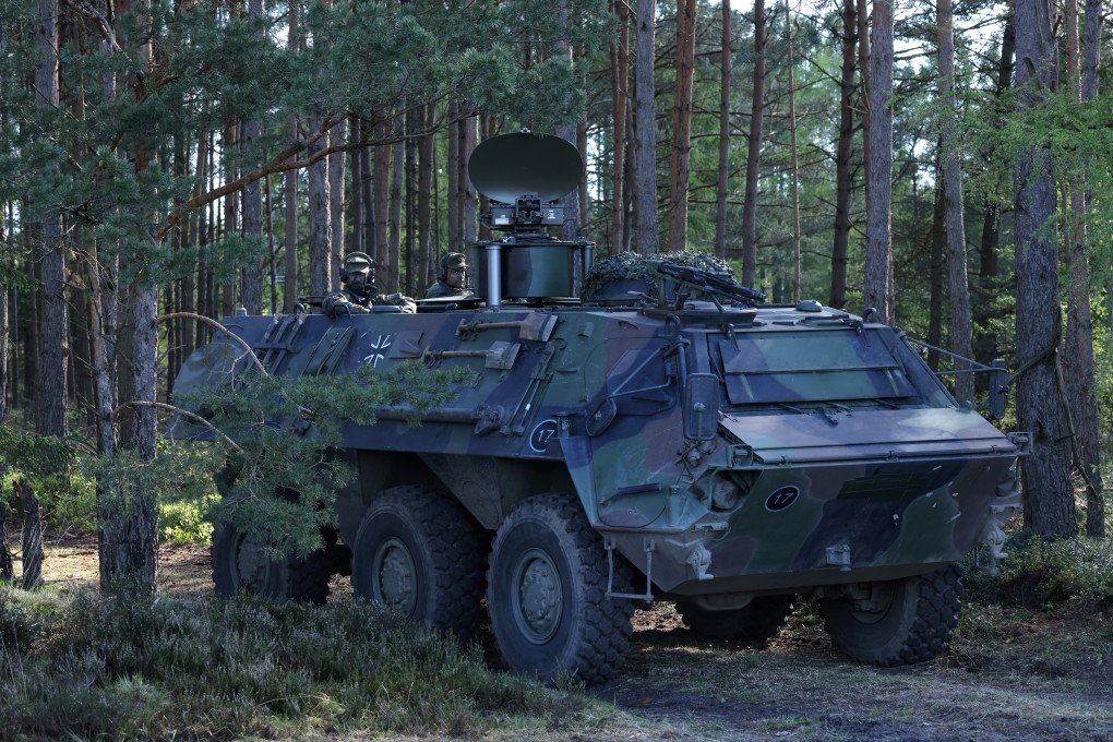 Fuchs armoured personnel carrier outfitted with surveillance radar during the “National Guardian” military exercise at the Bundeswehr’s tank training grounds on April 18, 2024, in Munster, Germany. (Source: Getty Images) Fuchs armoured personnel carrier outfitted with surveillance radar during the “National Guardian” military exercise at the Bundeswehr’s tank training grounds on April 18, 2024, in Munster, Germany. (Source: Getty Images)