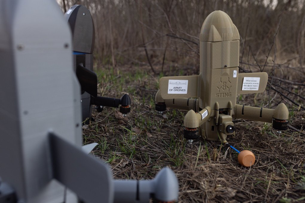 The Ukrainian-made "Sting" and 'Salut' interceptor drone, as well as a new Ukrainian-made interceptor drone whose name has not yet been announced are seen on March 31, 2026 in Kharkiv, Ukraine. (Photo by Nikoletta Stoyanova via Getty Images) The Ukrainian-made "Sting" and 'Salut' interceptor drone, as well as a new Ukrainian-made interceptor drone whose name has not yet been announced are seen on March 31, 2026 in Kharkiv, Ukraine. (Photo by Nikoletta Stoyanova via Getty Images)