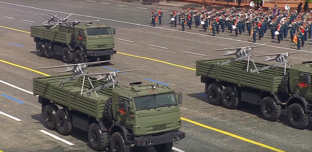 For the first time at Moscow's Victory Day parade, Russia unveiled a column of unmanned military vehicles used in strikes on Ukraine. Drones displayed included the "Orlan," Zala, "Lancet," "Harpia," and "Geran" (Shahed). (Source: Russian media) For the first time at Moscow's Victory Day parade, Russia unveiled a column of unmanned military vehicles used in strikes on Ukraine. Drones displayed included the "Orlan," Zala, "Lancet," "Harpia," and "Geran" (Shahed). (Source: Russian media)