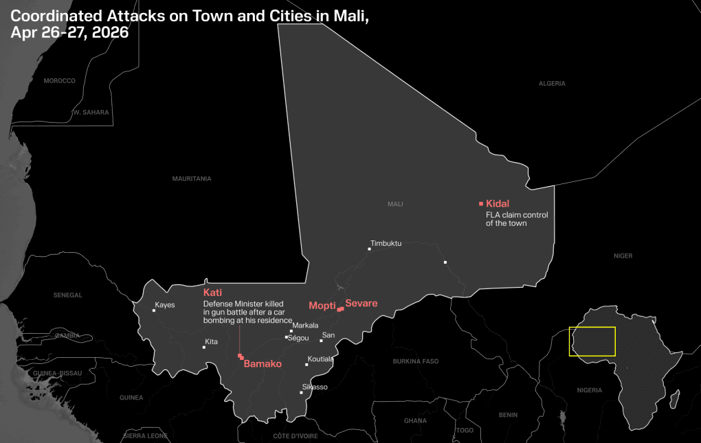 Map of attacks across Mali