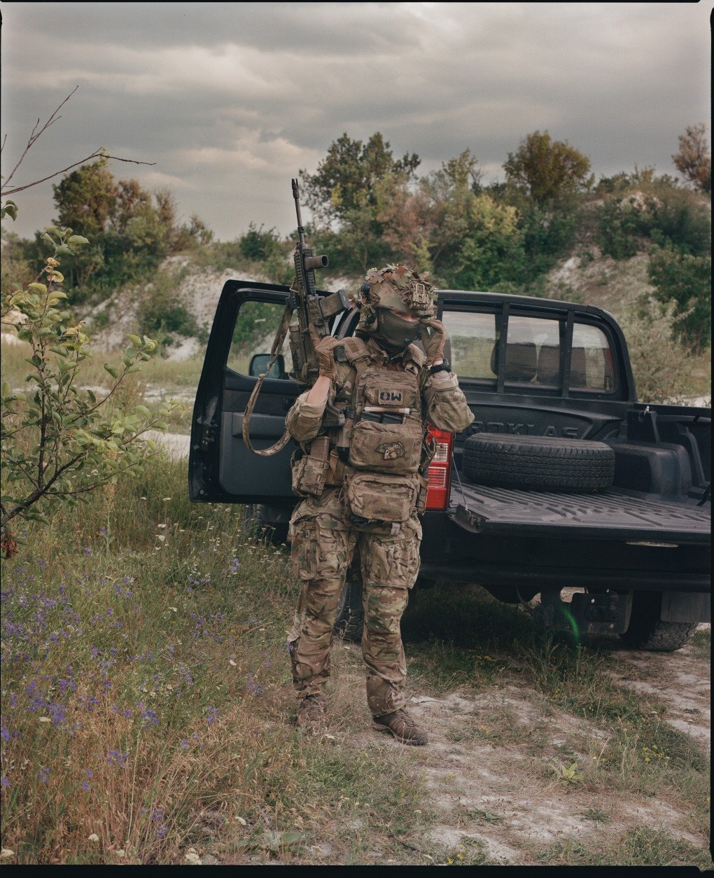 Kita, 31 years old, is a combat medic in the 3rd Assault Brigade, poses for the photo in Izium, Kharkiv region, Ukraine, July 2025. (Source: Joshua Olley) Kita, 31 years old, is a combat medic in the 3rd Assault Brigade, poses for the photo in Izium, Kharkiv region, Ukraine, July 2025. (Source: Joshua Olley)