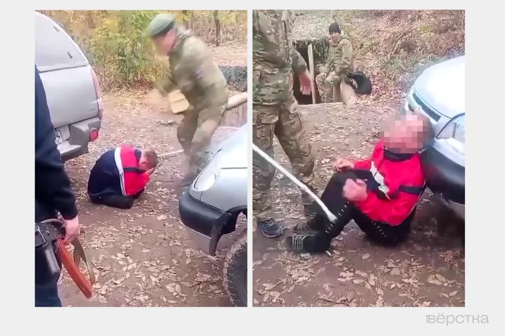 Un soldado ruso del 80.º Regimiento de Tanques de la 90.ª División de Tanques, con el indicativo «Fiksa», es golpeado por compañeros del grupo «Centro». 9. Captura de pantalla de un vídeo compartido en un chat de familiares. (Fuente: Verstka)