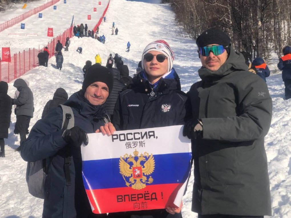 Saboltashev in January 2025, sharing a photo with the Russian flag and the slogan “Forward, Russia!” (Source: Illarion Saboltashev via Telegram)