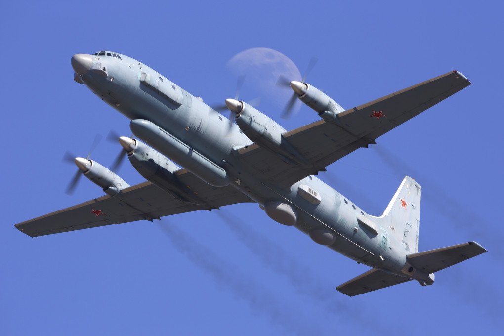 IL-20M reconnaissance aircraft of the Russian Air Force in flight in front of the moon, Zhukovsky, Russia. (Source: Getty Images)