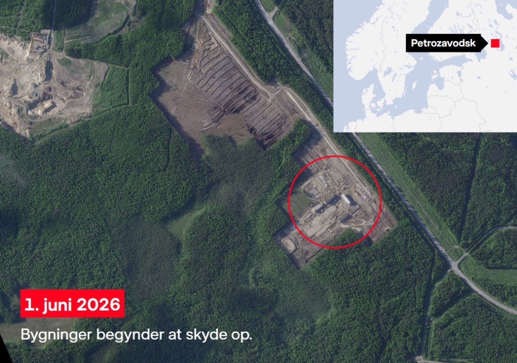 June 2026 satellite image showing construction of new military infrastructure near Petrozavodsk, close to Russia’s border with Finland. (Source: DR)