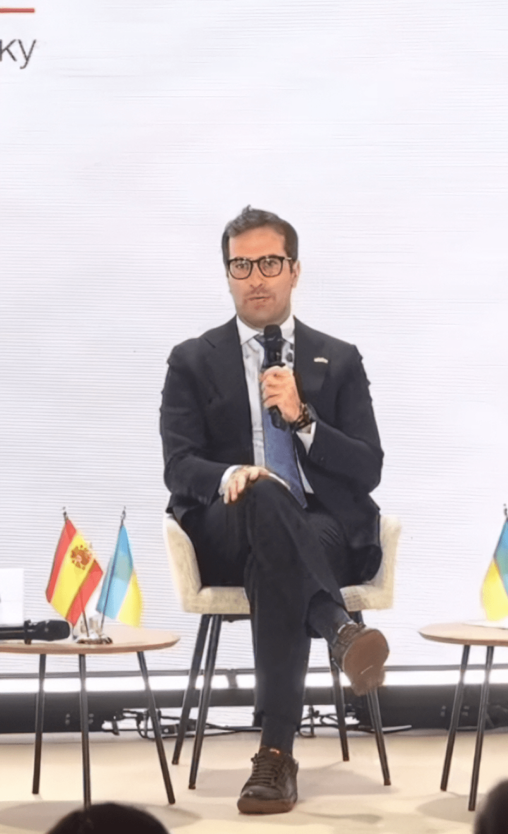 Spain’s First Vice President and Minister of Economy, Trade, and Business, Carlos Cuerpo, speaks during a joint press briefing in Kyiv regarding a new Spanish financial support package for Ukraine’s reconstruction. (Source: Getty Images) Spain’s First Vice President and Minister of Economy, Trade, and Business, Carlos Cuerpo, speaks during a joint press briefing in Kyiv regarding a new Spanish financial support package for Ukraine’s reconstruction. (Source: Getty Images)