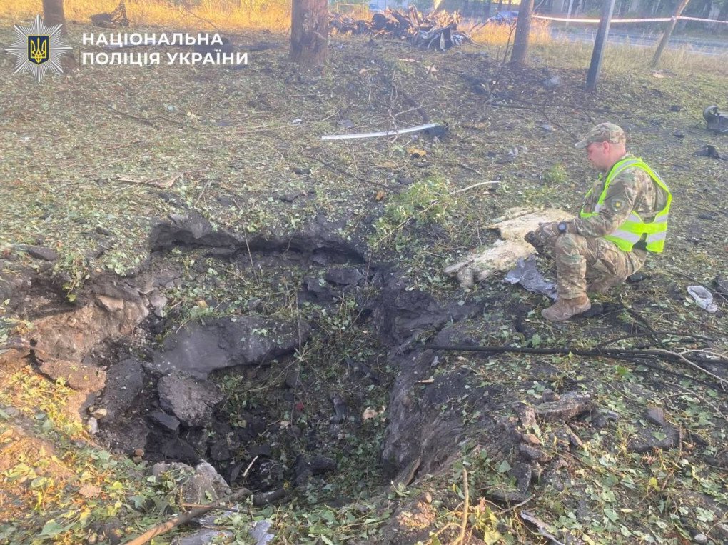A crater left by a Russian missile attack in Kyiv on September 17, 2026. (Source: National Police of Ukraine)