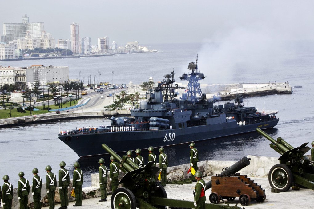 Cuban military salute Russia’s anti-submarine destroyer Admiral Chabanenko, as it enters the harbor of Havana, arriving in Cuba for a five-day visit on December 19, 2008, in Havana, Cuba. (Source: Getty Images) Cuban military salute Russia’s anti-submarine destroyer Admiral Chabanenko, as it enters the harbor of Havana, arriving in Cuba for a five-day visit on December 19, 2008, in Havana, Cuba. (Source: Getty Images)