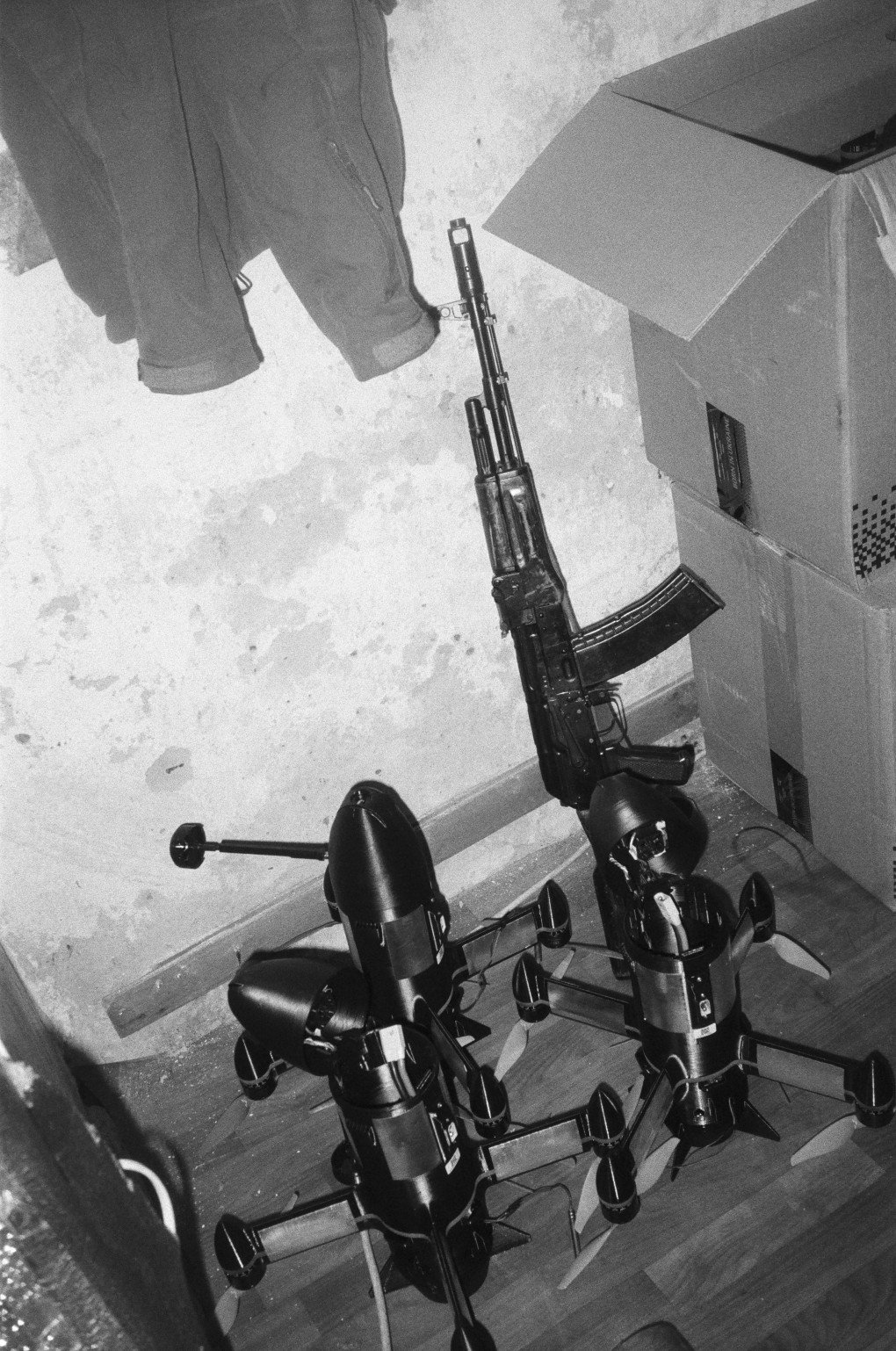 A P1-SUN interceptor drone and Ak-47. Rubizh Brigade. Eastern Ukraine, July 2026. (Photo: Joshua Olley / UNITED24 Media) A P1-SUN interceptor drone and Ak-47. Rubizh Brigade. Eastern Ukraine, July 2026. (Photo: Joshua Olley / UNITED24 Media)