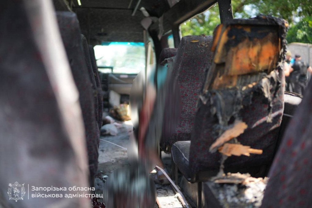 The aftermath of Russian attack on a passenger minibus in the city of Zaporizhzhia on June 26, 2026. (Source: Zaporizhzhia Regional Military Administration)