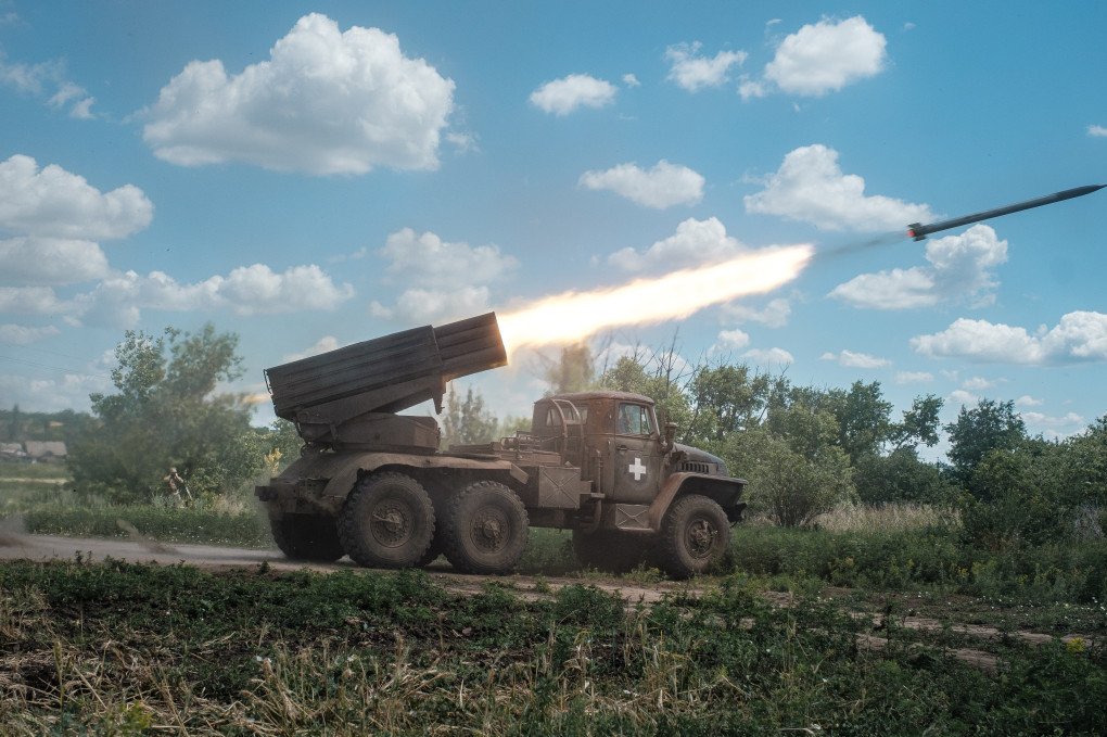 BM-21 Grad of the Ukrainian Army shoots a rocket at Russian positions in the frontline near Pokrovsk area, in Donetsk region, Ukraine on June 27, 2024. (Source: Getty Images) BM-21 Grad of the Ukrainian Army shoots a rocket at Russian positions in the frontline near Pokrovsk area, in Donetsk region, Ukraine on June 27, 2024. (Source: Getty Images)