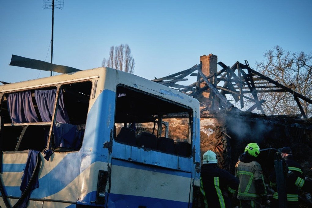 A bus destroyed during the recent Russian attack on Cherkasy. (Source: Cherkasy regional military administration) A bus destroyed during the recent Russian attack on Cherkasy. (Source: Cherkasy regional military administration)
