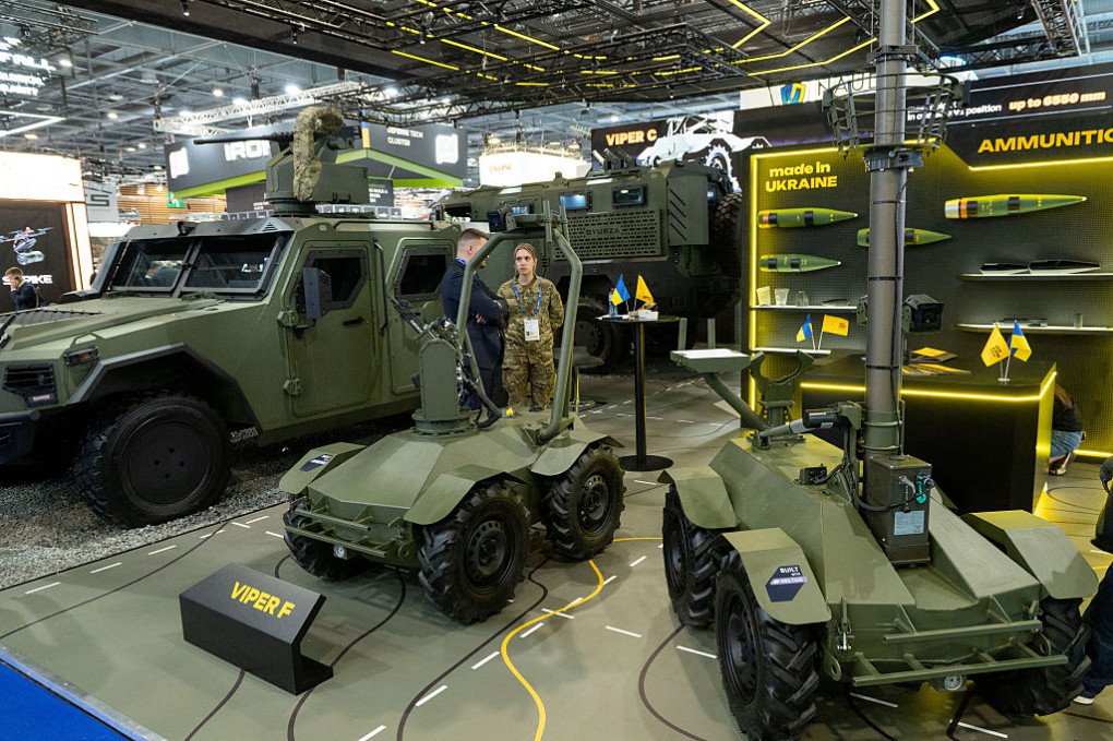 Ukraine manufactured military vehicles, including a Viper F unmanned ground vehicle (UGV), by UkrArmoTech, at the Eurosatory defense and security conference in Villepinte, near Paris, France, on Monday, June 15, 2026. (Source: Getty Images) Ukraine manufactured military vehicles, including a Viper F unmanned ground vehicle (UGV), by UkrArmoTech, at the Eurosatory defense and security conference in Villepinte, near Paris, France, on Monday, June 15, 2026. (Source: Getty Images)