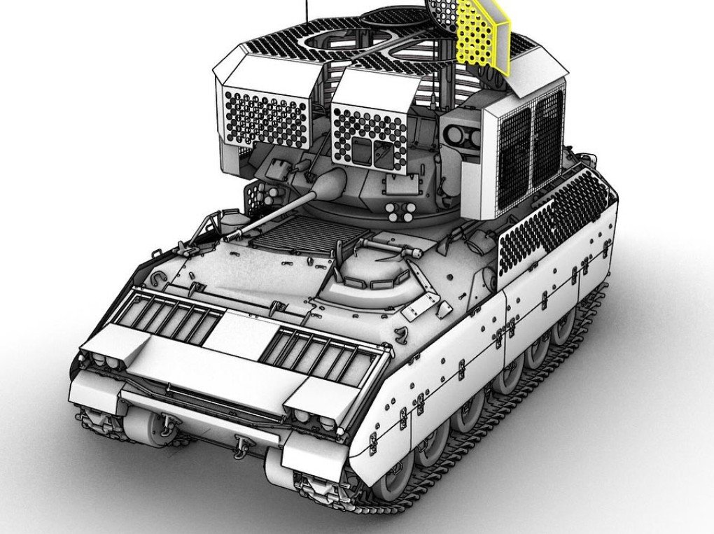 3D model of Bradley with Tower 1 system. Front view. (Source: Iron Nuts)