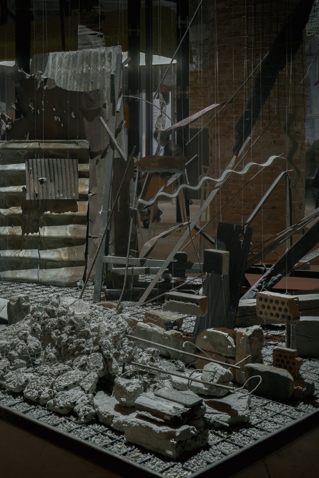 A closer view of the exhibit showcasing fragmented materials, symbolizing the aftermath of the conflict in Ukraine, at the Venice Biennale. (Photo: Ivanna Lipych)