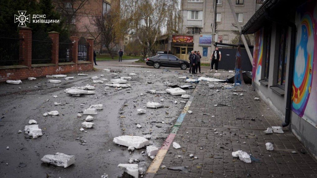 Debris from a recent explosion in the Kyiv region, Ukraine on April 3, 2026. (Source: State Emergence Service)