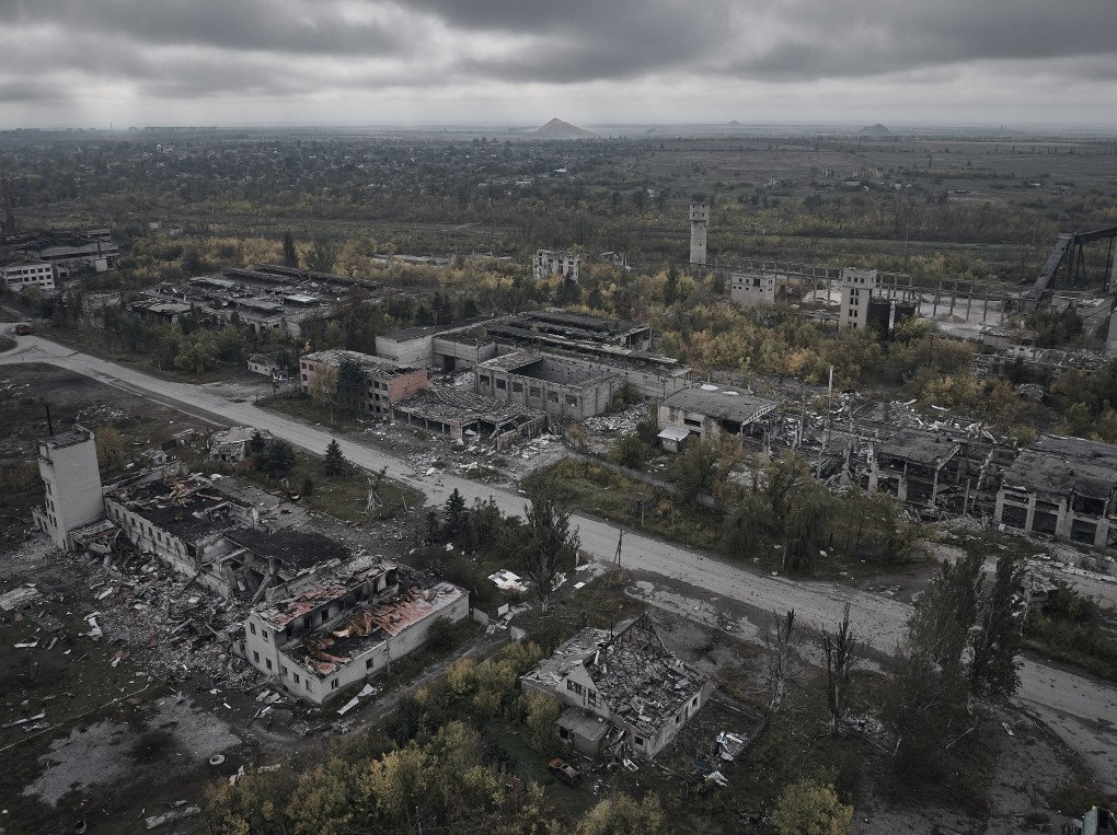 A general aerial view shows the front line on October 7, 2025, in Pokrovsk, Ukraine. (Source: Getty Images)