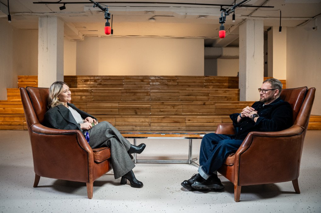 Valeriya Ionan (L) during a podcast recording with Andriy Fedoriv (R). (Source: Valeriya Ionan)