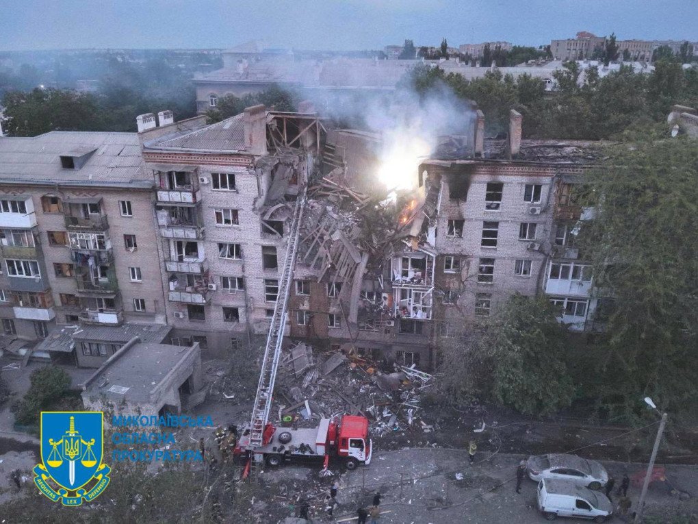 Aftermath of a Russian combined drone and missile strike on Mykolaiv region, May 25, 2025. (Source: Mykolaiv region Prosecutor’s Office)