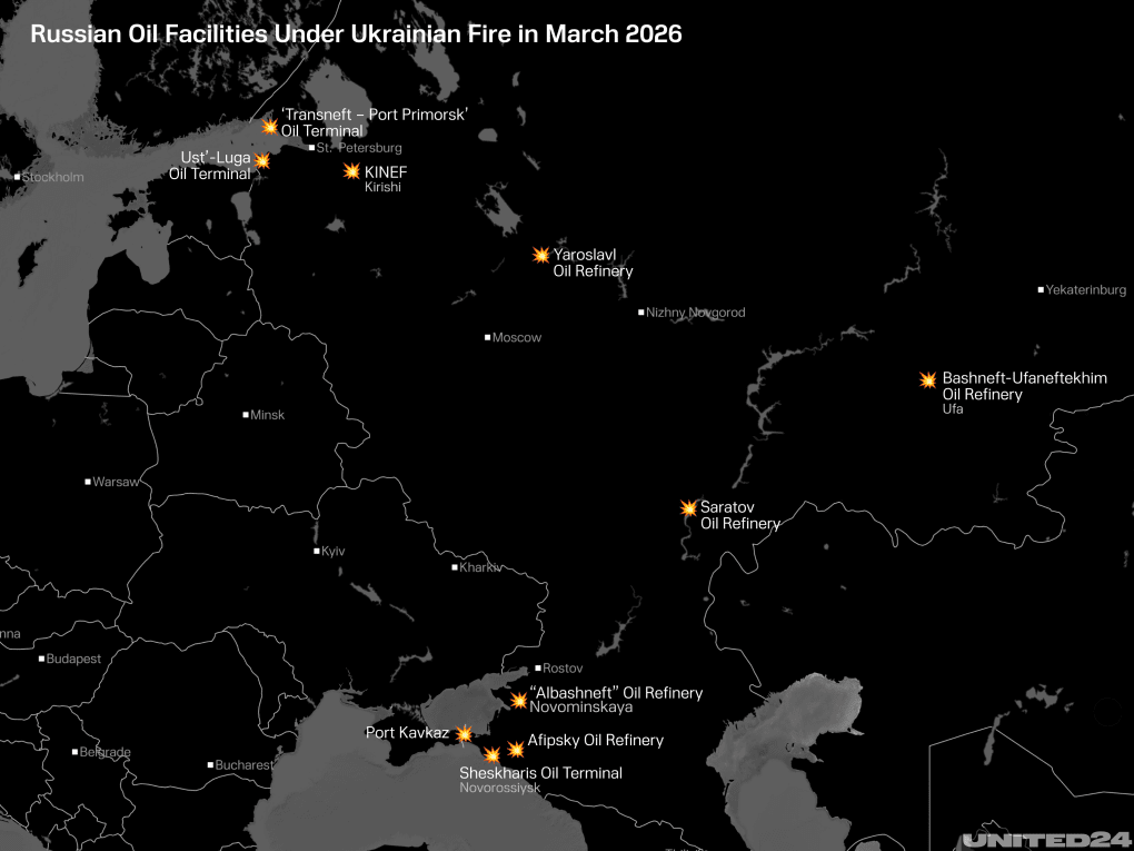 Oil infrastructure Ukraine hit in March 2026