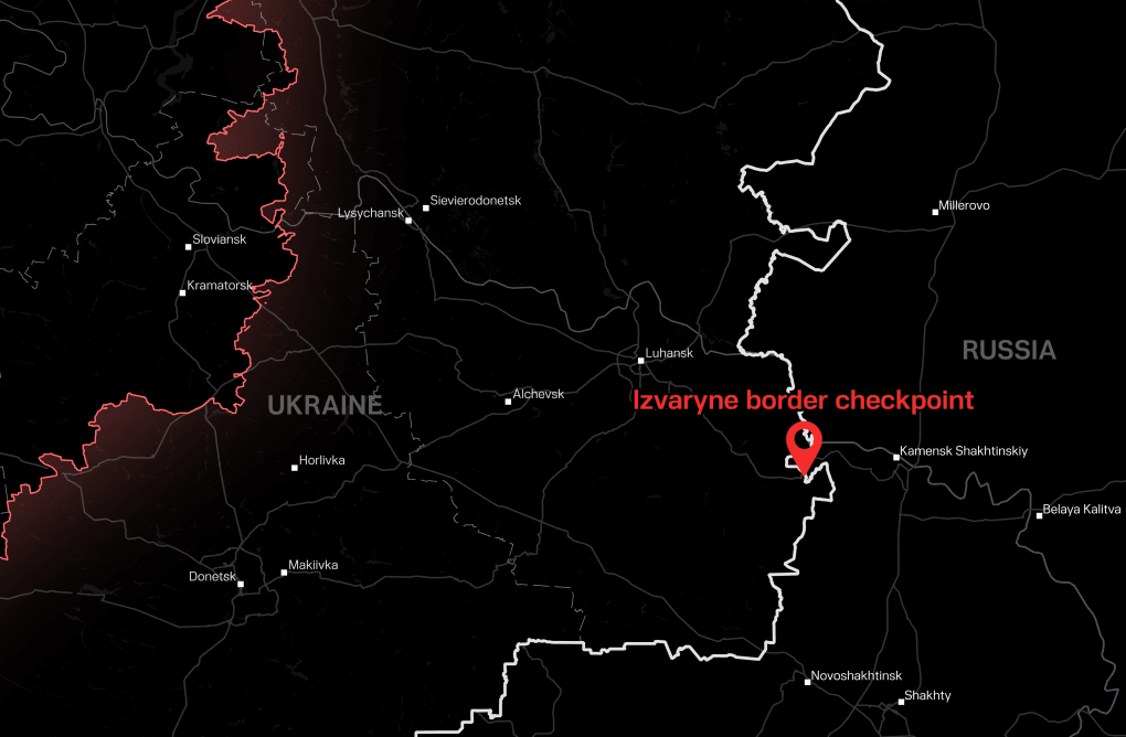 The Izvaryne border checkpoint, located in the eastern part of the temporarily occupied Luhansk region near the Russian border. (Source: Google Maps) The Izvaryne border checkpoint