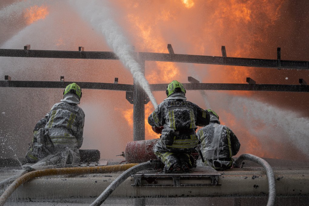 UKRAINE - JUNE 13, 2024: Over 250 rescuers worked for over a day to extinguish a fire in the Kyiv region caused by Russia's strike. (Photo by Pavlo Petrov / DSNS)