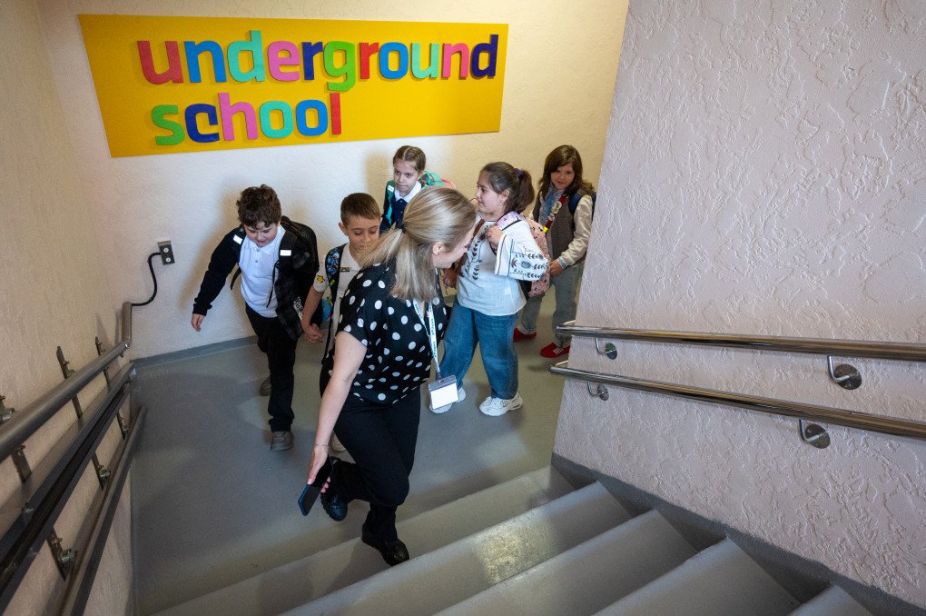 Children attend classes as an underground school opens in the center of Kharkiv, Ukraine on April 22, 2025. (Source: Getty Images) Children attend classes as an underground school opens in the center of Kharkiv, Ukraine on April 22, 2025. (Source: Getty Images)