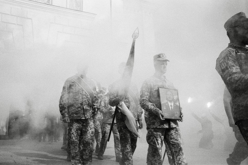 Funeral procession in Kyiv for Oleksii “Gaba” Dontsov. (Photo: Joshua Olley)