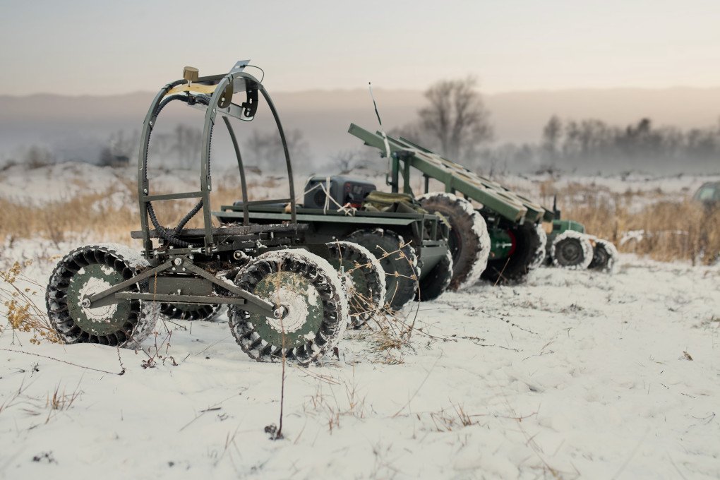 A fleet of unmanned ground vehicles undergoing field tests. Photo: Alina Andreeva.
