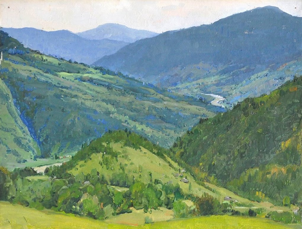 Painting by Leonid Chichkan “The Carpathians” 1953 that was stolen by Russia from the Kherson Art Museum in 2022, Kherson, Ukraine. 