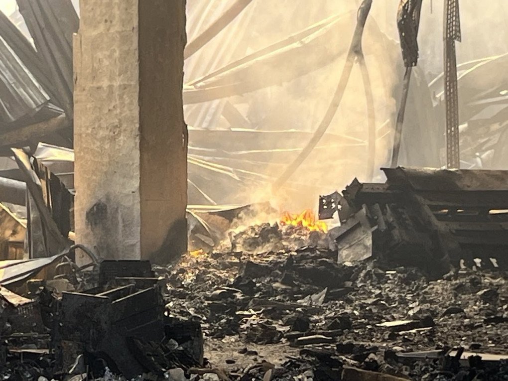 The interior of the Intertop logistics hub lies in ruins after a Russian ballistic missile strike destroyed the facility in the Kyiv region on August 5, 2026. (Source: MTI Group/Facebook)