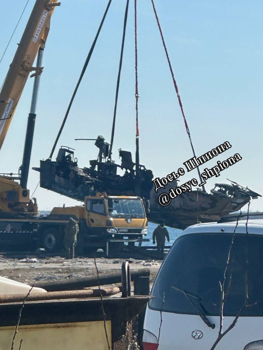 Destroyed Russian Project 03160 “Raptor” high-speed patrol boat. (Source: Dosye Shpiona) Destroyed Russian Project 03160 “Raptor” high-speed patrol boat. (Source: Dosye Shpiona)