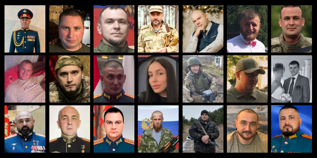 Some of the 101 Russian soldiers identified that have executed their own comrades. Ladnov Evgeniy Borisovich (Top L). (Source: Vertska via the "The Nullifiers" Project)