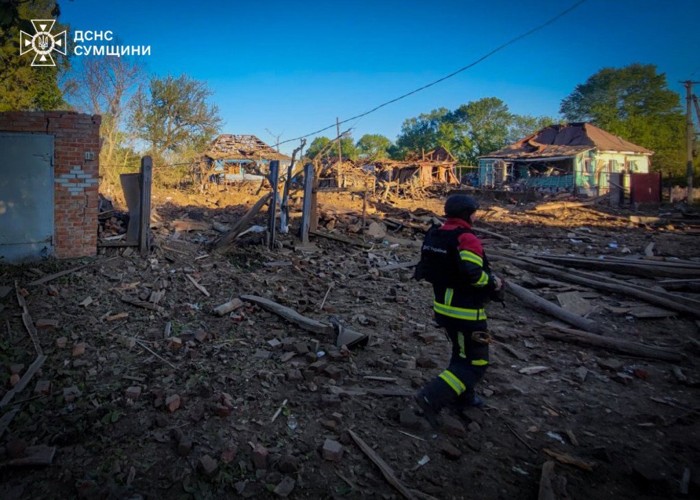 The aftermath of a Russian airstrike on the Sumy region on May 8, 2025. (Source: SES)