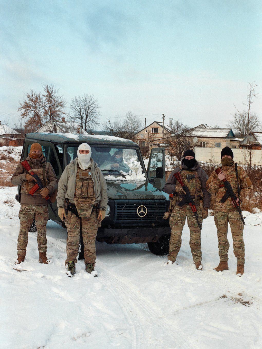 Defenders of Ukraine stand in front of their military-grade Mercedes G-Wagon, a vehicle that has proven more than useful in their operations. Kharkiv region. December, 25 2025. Photo by Joshua Olley/UNITED24 Media. Defenders of Ukraine stand in front of their military-grade Mercedes G-Wagon, a vehicle that has proven more than useful in their operations. Kharkiv region. December, 25 2025. Photo by Joshua Olley/UNITED24 Media.