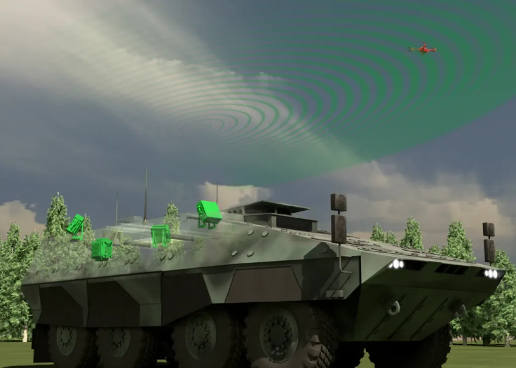 Armored personnel carrier equipped with HENSOLDT’s SPEXER 2000 modules. (Source: HENSOLDT) Armored personnel carrier equipped with HENSOLDT’s SPEXER 2000 modules. (Source: HENSOLDT)