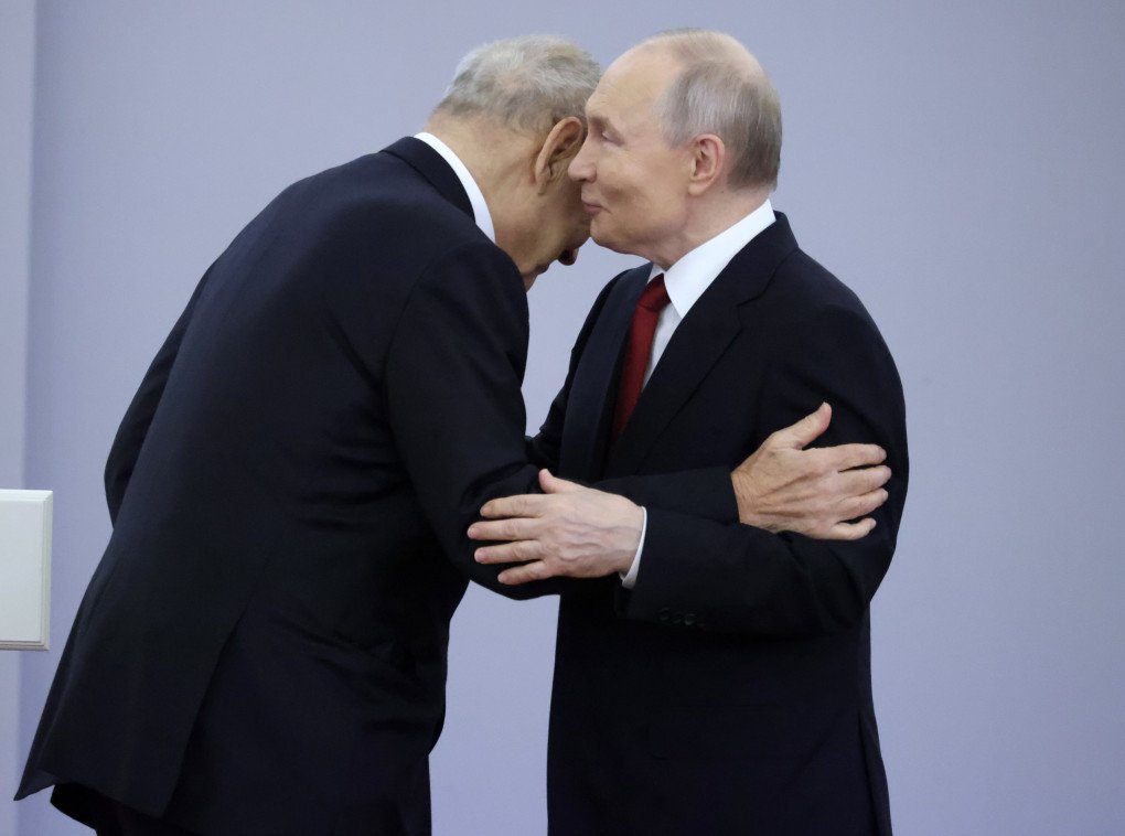Russian leader Vladimir Putin (R) greets film director Andron Konchalovsky (Andrei Mikhalov-Konchalovsky) (L) during the awarding ceremony at the Saint George's Hall of the Grand Kremlin Palace, on June 12, 2026, in Moscow, Russia. (Photo by Contributor via Getty Images) Russian leader Vladimir Putin (R) greets film director Andron Konchalovsky (Andrei Mikhalov-Konchalovsky) (L) during the awarding ceremony at the Saint George's Hall of the Grand Kremlin Palace, on June 12, 2026, in Moscow, Russia. (Photo by Contributor via Getty Images)