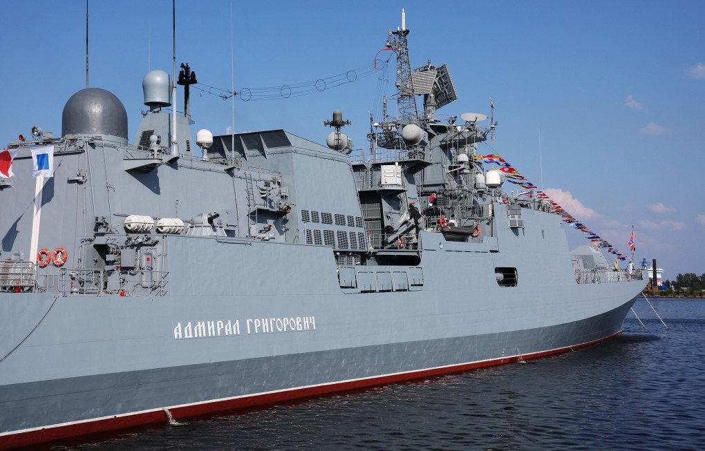 The Russian Navy frigate Admiral Grigorovich in Saint Petersburg on July 27, 2025. (Photo by Alexander KAZAKOV / POOL / AFP) (Photo by ALEXANDER KAZAKOV/POOL/AFP via Getty Images) Russian Navy frigate Admiral Grigorovich
