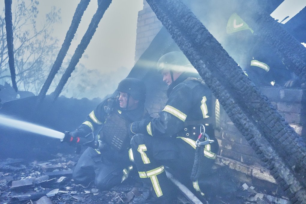 Firefighters during the aftermath of a Russian combined drone and missile strike on Kyiv on July 10, 2025. (Source: UNITED24 Media)