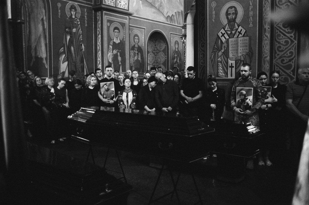 Funeral procession in Kyiv for Roma “Sova” Tarasiuk. Photo: Josh Olley