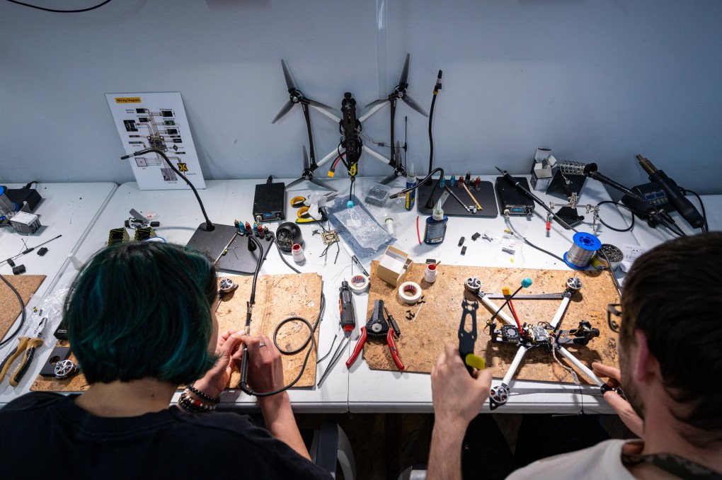 Assemblers work in a drone workshop on April 11, 2024 in Lviv, Ukraine. (Photo/ Stanislav Ivanov, Getty Images) Assemblers work in a drone workshop on April 11, 2024 in Lviv, Ukraine. (Photo/ Stanislav Ivanov, Getty Images)