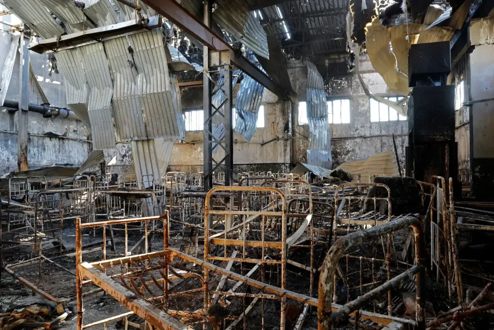 Olenivka after the attack. (Source: Human Rights Watch)