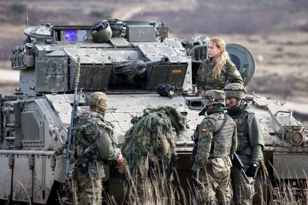 A soldier on an ASCOD Pizarro armored infantry fighting vehicle during the NATO Brilliant Jump 2024 exercise in Drawsko Pomorskie, Poland, on February 26, 2024. (Source: Getty Images) A soldier on an ASCOD Pizarro armored infantry fighting vehicle during the NATO Brilliant Jump 2024 exercise in Drawsko Pomorskie, Poland, on February 26, 2024. (Source: Getty Images)