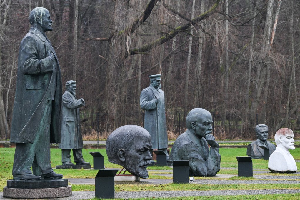 Monuments to Vladimir Lenin, Joseph Stalin and several Estonian communist figures are displayed at an open-air collection of dismantled Soviet-era monuments in Tallinn, Estonia. Photo: Getty Images.