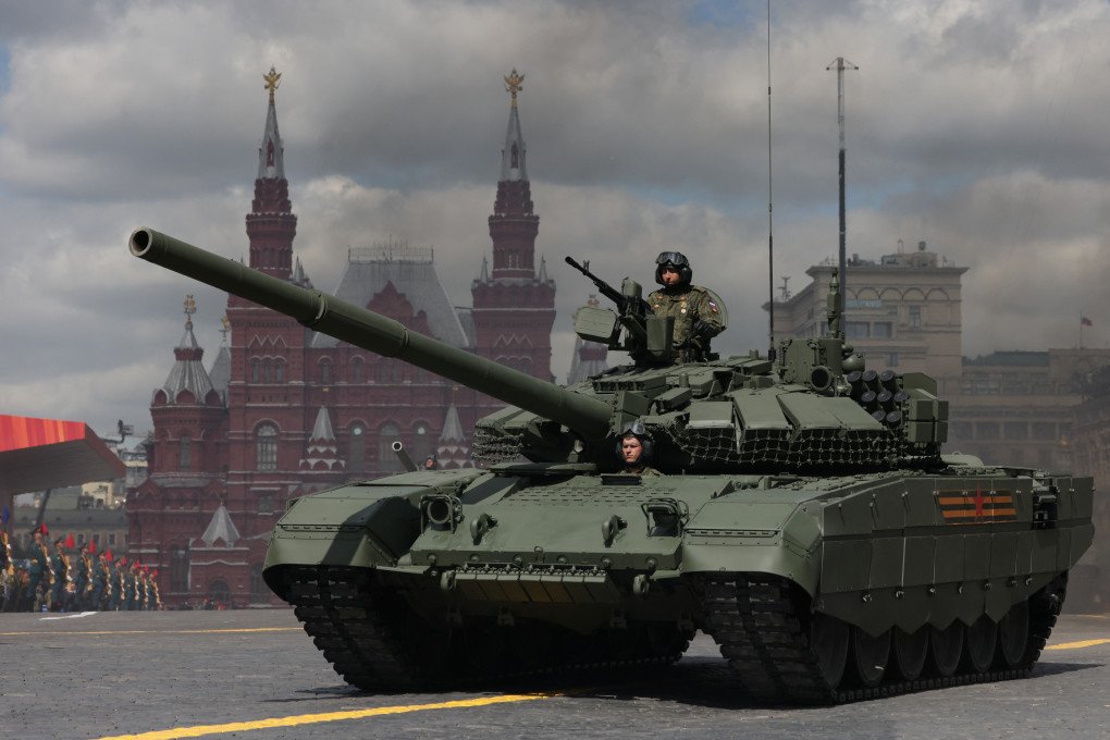 A Russian T-90M tank rolls on Red Square during the Victory Day military parade in central Moscow on May 9, 2025. (Source: Getty Images)