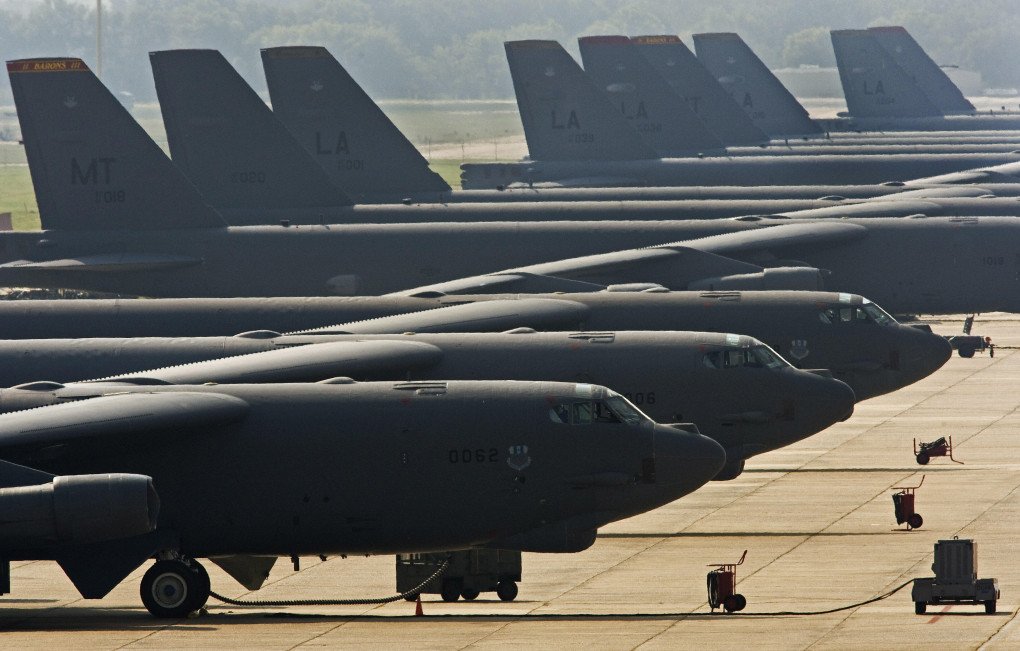 US Air Force B-52H long-range strategic bombers, part of the US Eighth Air Force, 2nd Bomb Wing fleet, sit on the tarmac on 19 September 2007 at Barksdale Air Force Base in Louisiana. (Source: Getty Images) US Air Force B-52H long-range strategic bombers, part of the US Eighth Air Force, 2nd Bomb Wing fleet, sit on the tarmac on 19 September 2007 at Barksdale Air Force Base in Louisiana. (Source: Getty Images)